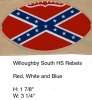 CSA Battle Flag oval football helmet decal red, white, and blue